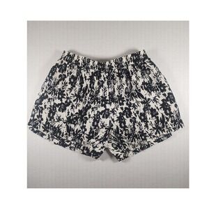 Staccato Womens Black White Floral Plisse Shorts Elastic Waist Size Large